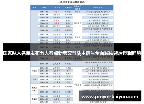 国家队大名单发布五大看点新老交替战术信号全面解读背后逻辑趋势